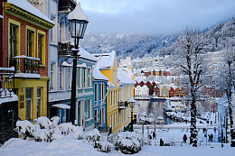 冬季挪威城市雪景
