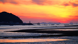 唯美黄昏海岸风景
