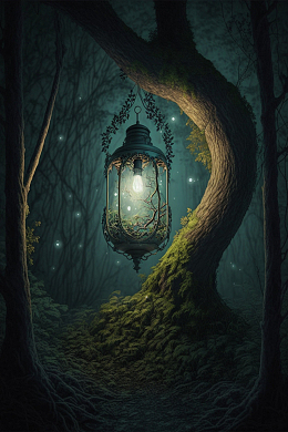 夜晚梦幻森林手提灯