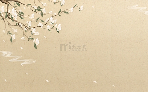 复古国风花枝山水中式展板背景