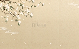 复古国风花枝山水中式展板背景