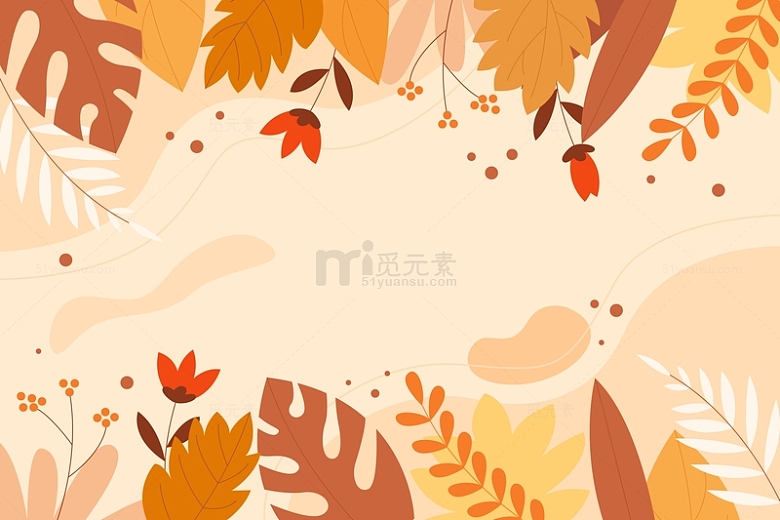 小清新秋季树叶边框背景