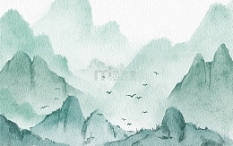 文艺中国风水墨山水画群山海报古风背景