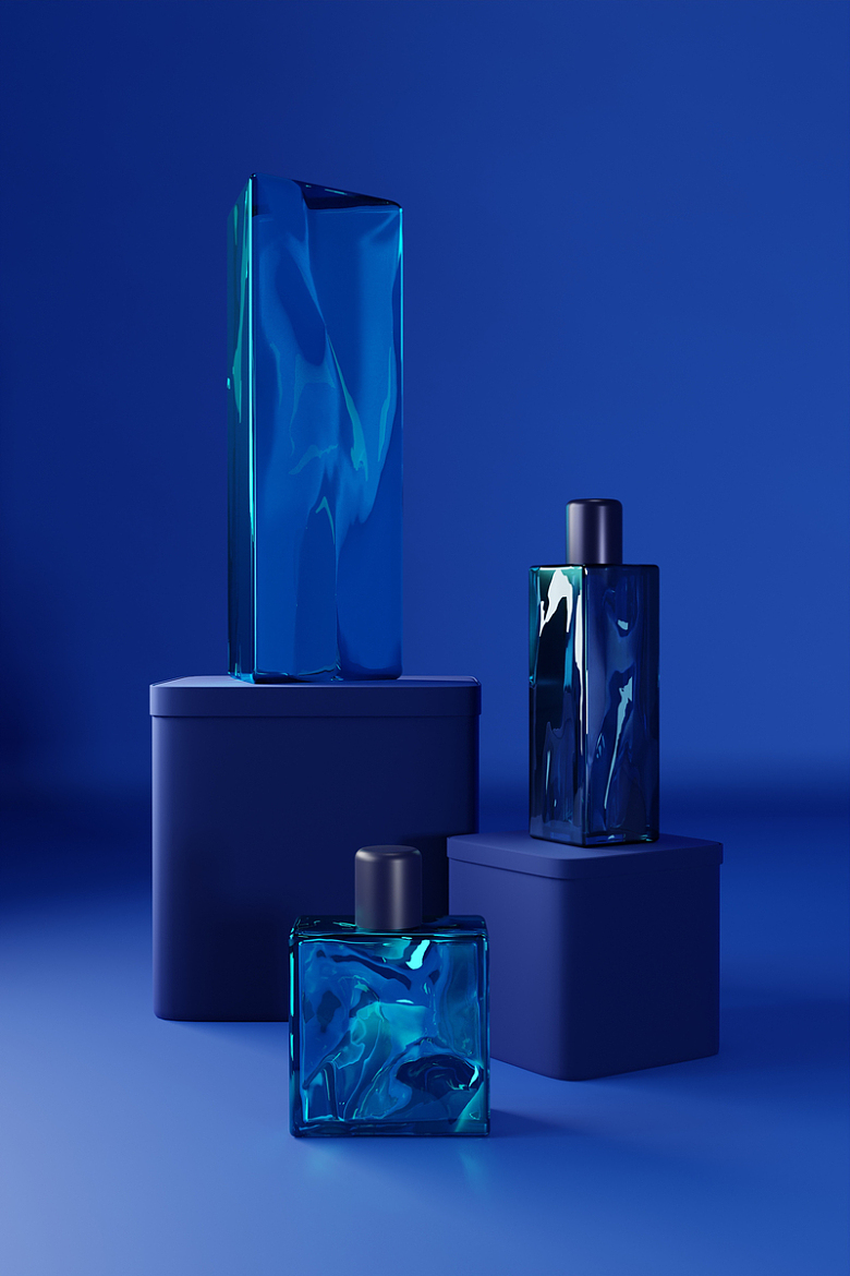 蓝色香水瓶礼盒