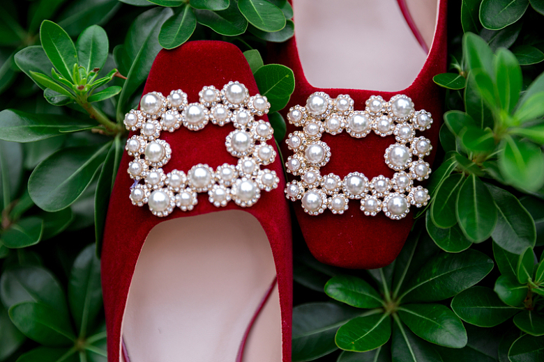 红色珍珠婚鞋