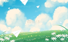 手绘小清新春天卡通户外场景开学海报插画