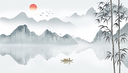 古风国风山水背景竹子