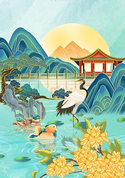 手绘国风国潮海报背景