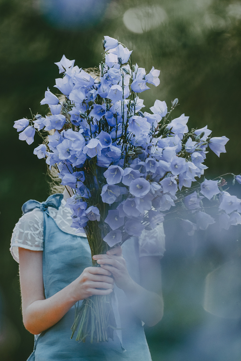 蓝色唯美鲜花花束