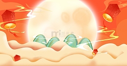 国潮风中秋国庆双节同庆灯笼banner