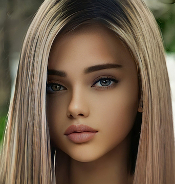 欧美长直发美女头像