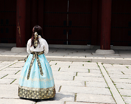 韩服美女背影
