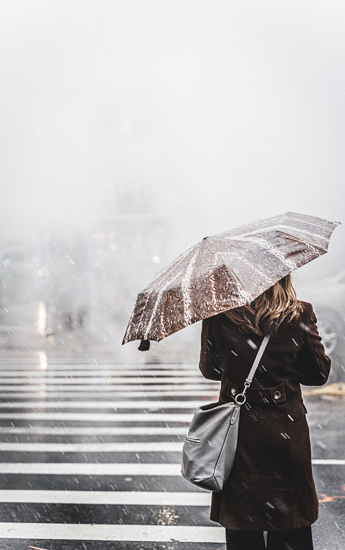 雨中撑伞美女背影