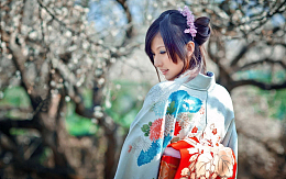 樱花林和服美女
