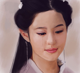 手绘美女流泪
