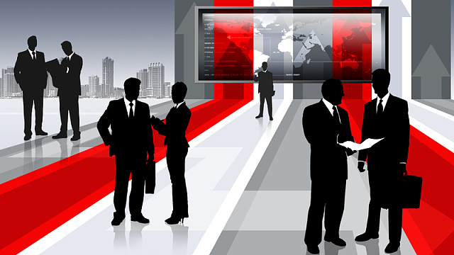 商务人物剪影和大屏幕