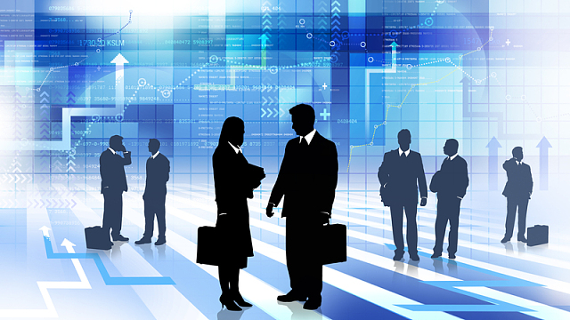 商务人物交谈剪影