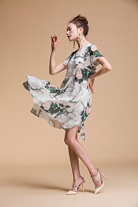 中国水墨风连衣裙美女