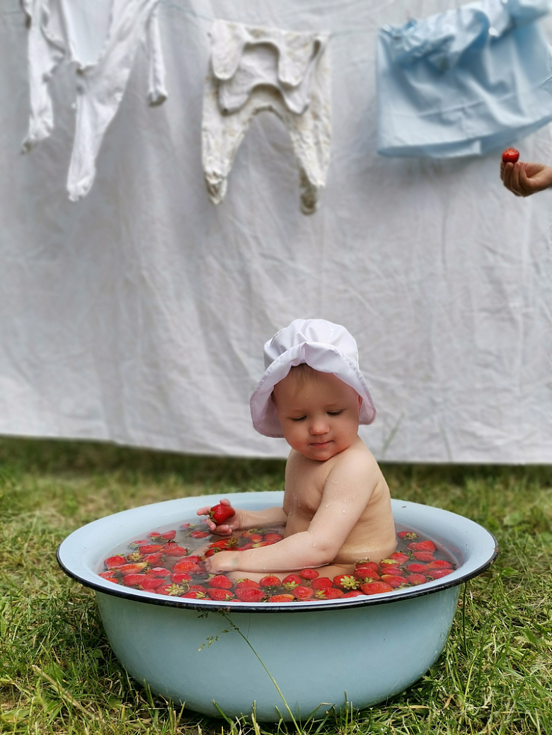 盆里的草莓婴儿