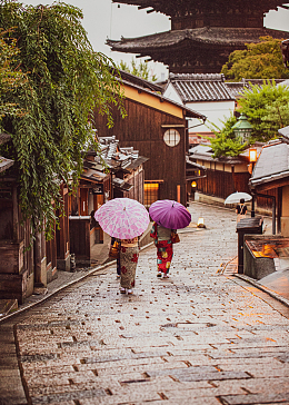 日本和服美女撑伞背影