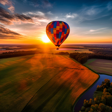 黄昏落日余晖热气球