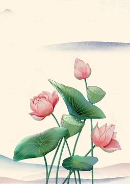 国风古风复古荷花背景图
