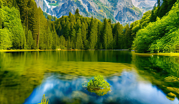 绿色山水树林风景