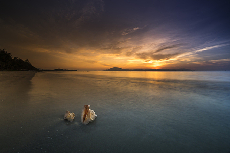 唯美黄昏海滩风景