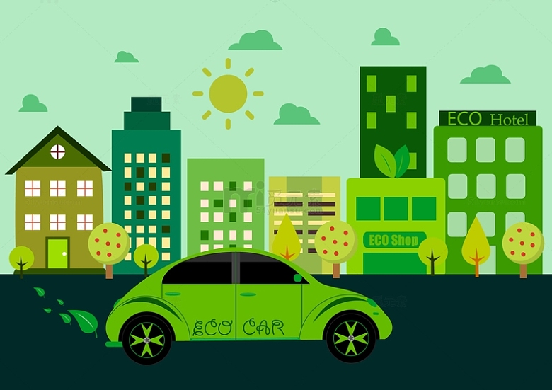 绿色节能环保新能源汽车背景
