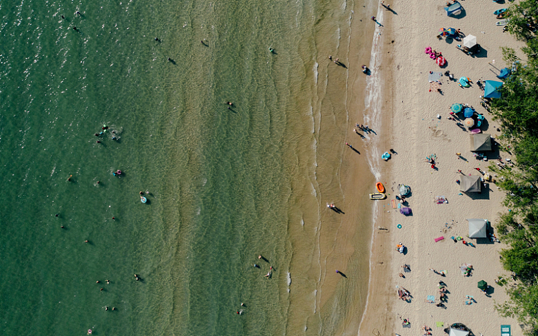 无人机拍摄夏日海滩