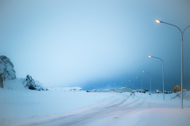 冰岛冬天的街灯