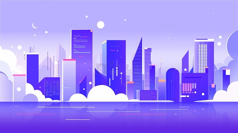 紫色渐变科技城市建筑背景
