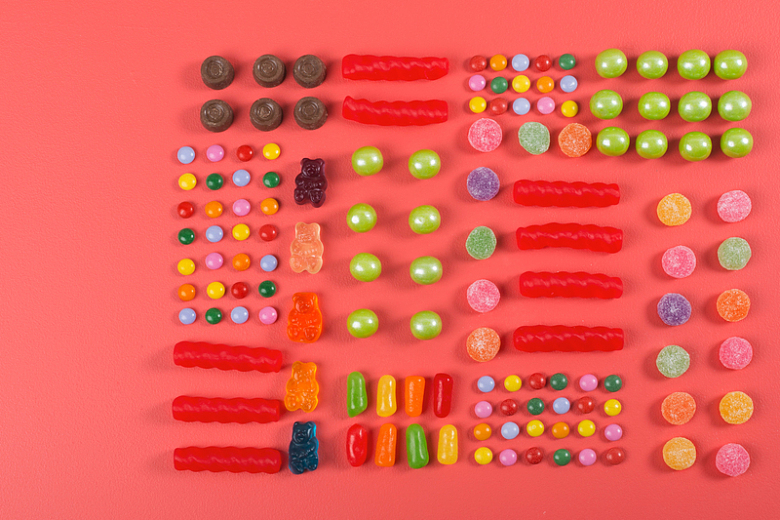 甜食糖果整齐排列