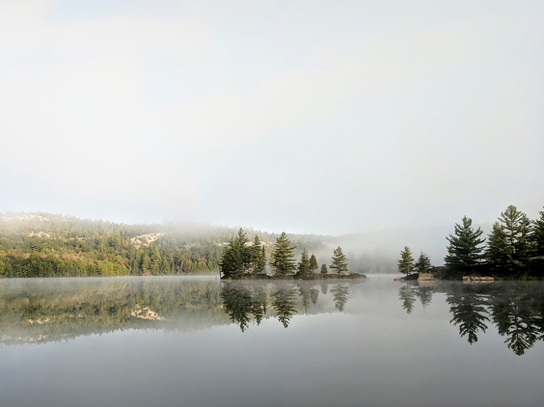 湖面上的雾景
