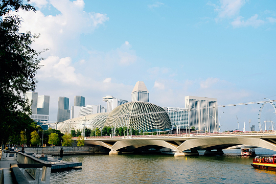 湖面桥梁城市建筑