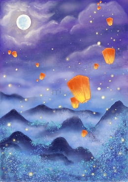 重阳节明月孔明灯psdjpg清明节海报背景psdjpg2019猪年贺岁小年海报