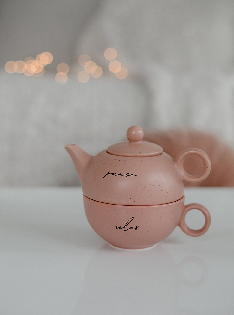 粉红色双层茶壶