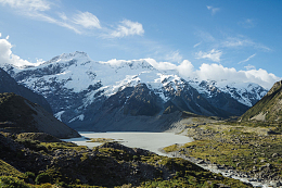 雪山下的冰川湖