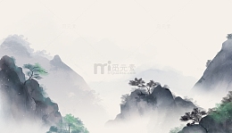 古风节气水墨山水素雅古风背景