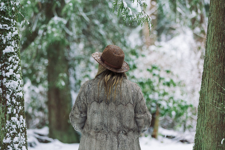 冬天在树林里散步