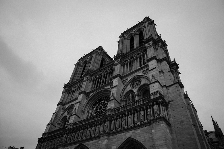 黑白照片巴黎圣母院