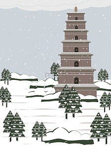 大雁塔 下雪 雪花