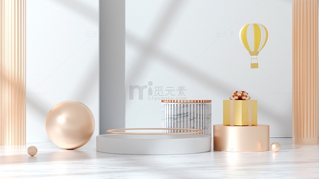C4D立体展台白色简约电商海报背景