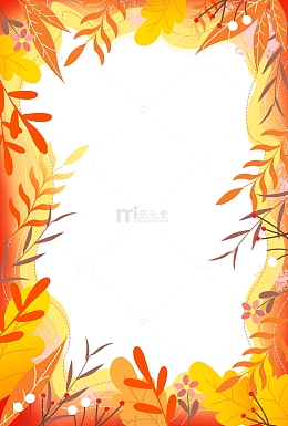 秋天促销大促手绘草丛花草扁平边框