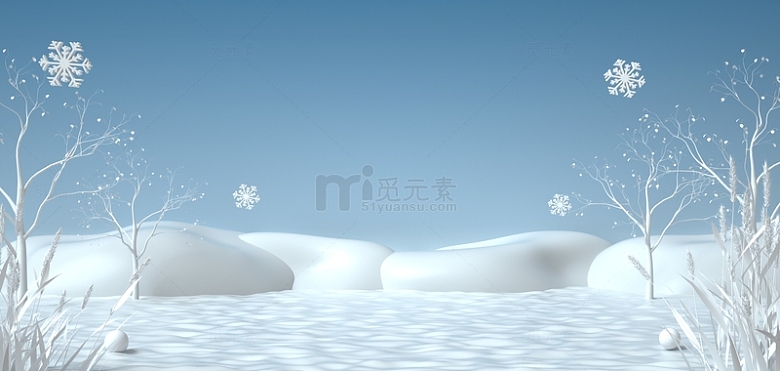 C4D简约雪景雪地冬天海报背景
