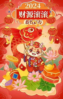 龙年财源滚滚来海报