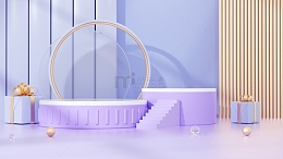 C4D立体简约展台电商海报背景