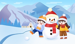 冬天雪地堆雪人