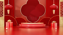 春节年货节红色中国风电商海报背景