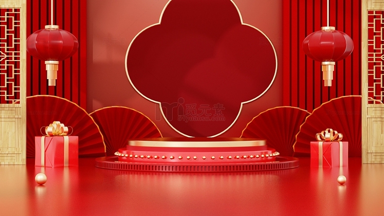 春节年货节红色中国风电商海报背景